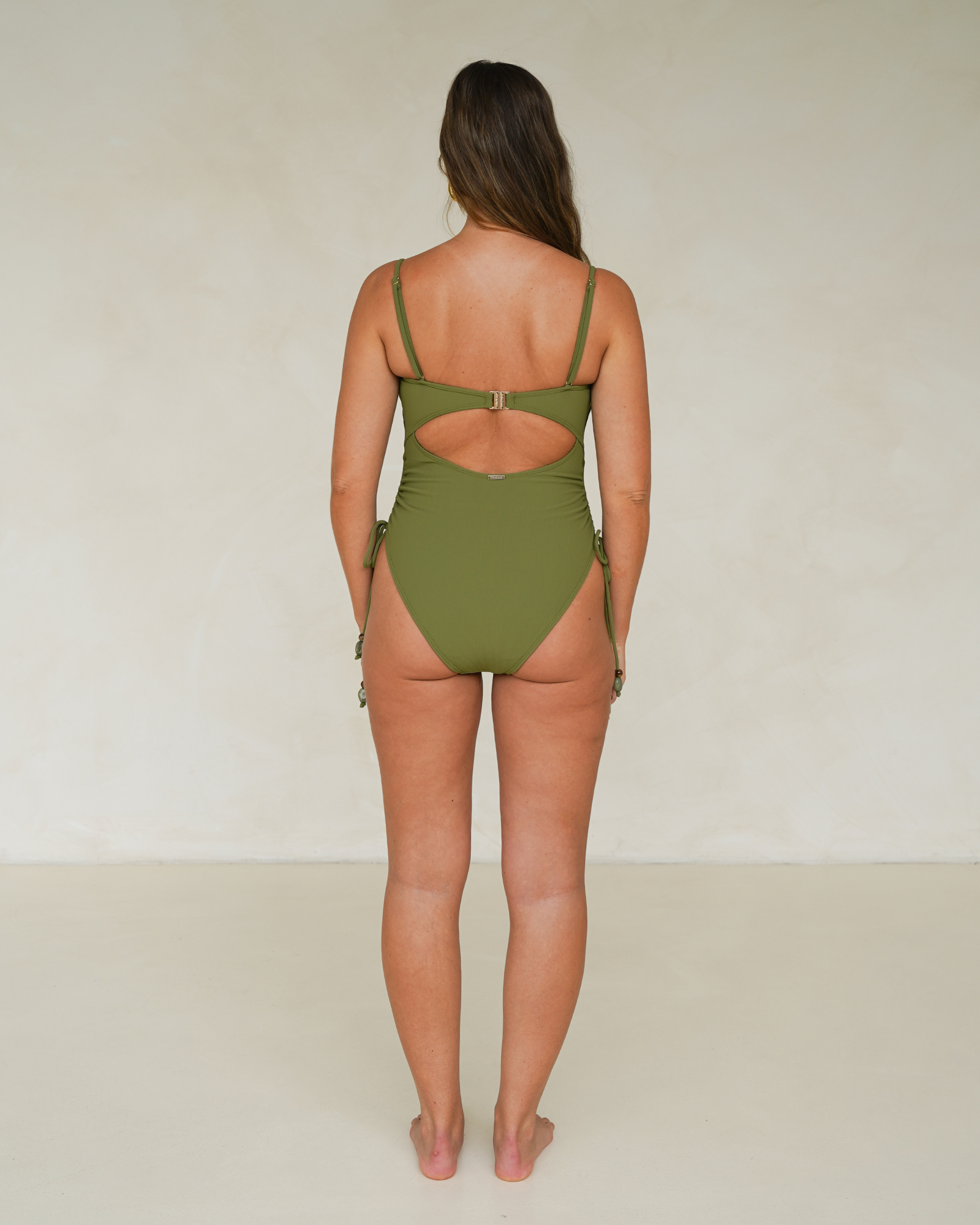 Ruched Side Tie One Piece | Moss