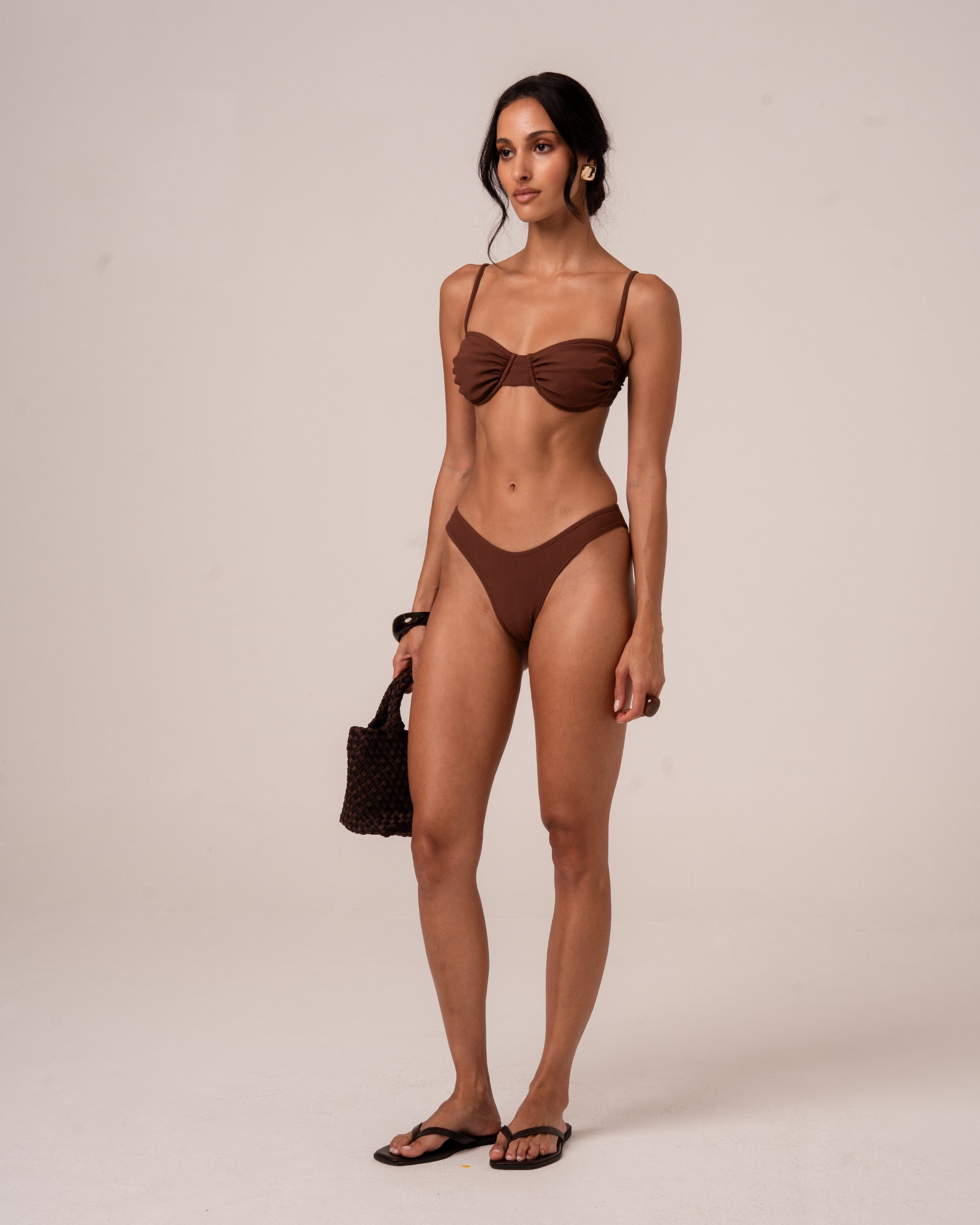 Ruched Soft Cup Bralette | Choc Rib