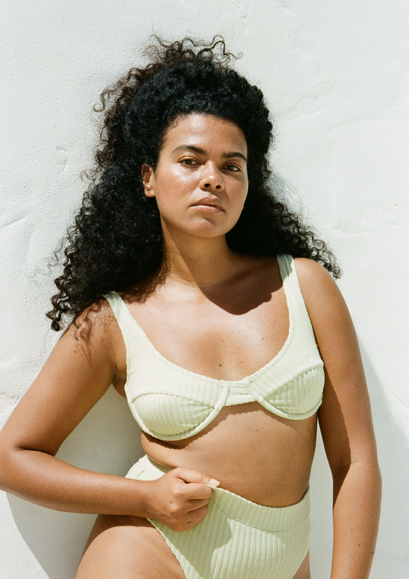 Ribbed Towelling High Waist Bottom | Aloe