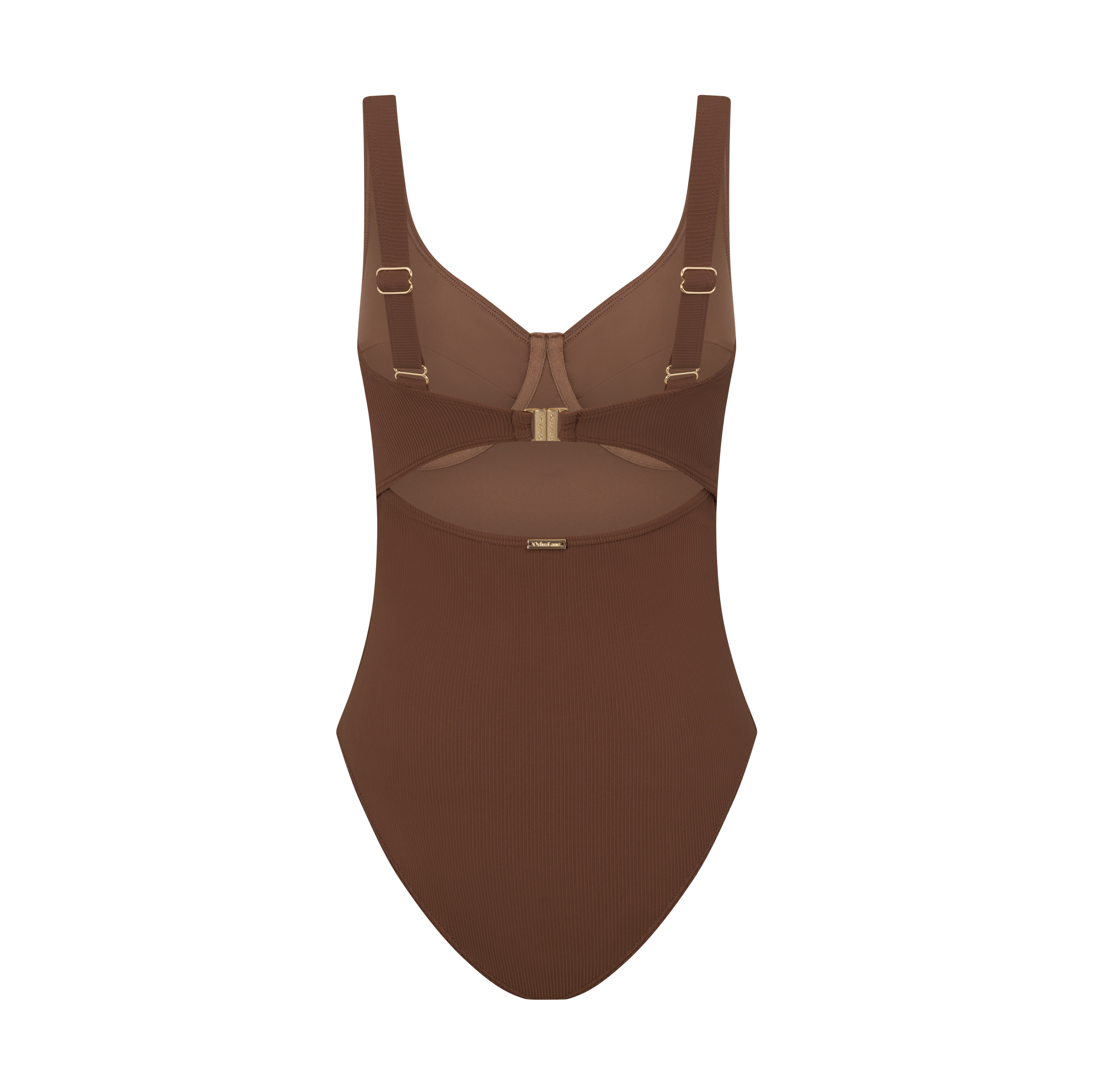 Ochre Lane Original Underwire One Piece in choc rib fabric, designed for support and a flattering fit.