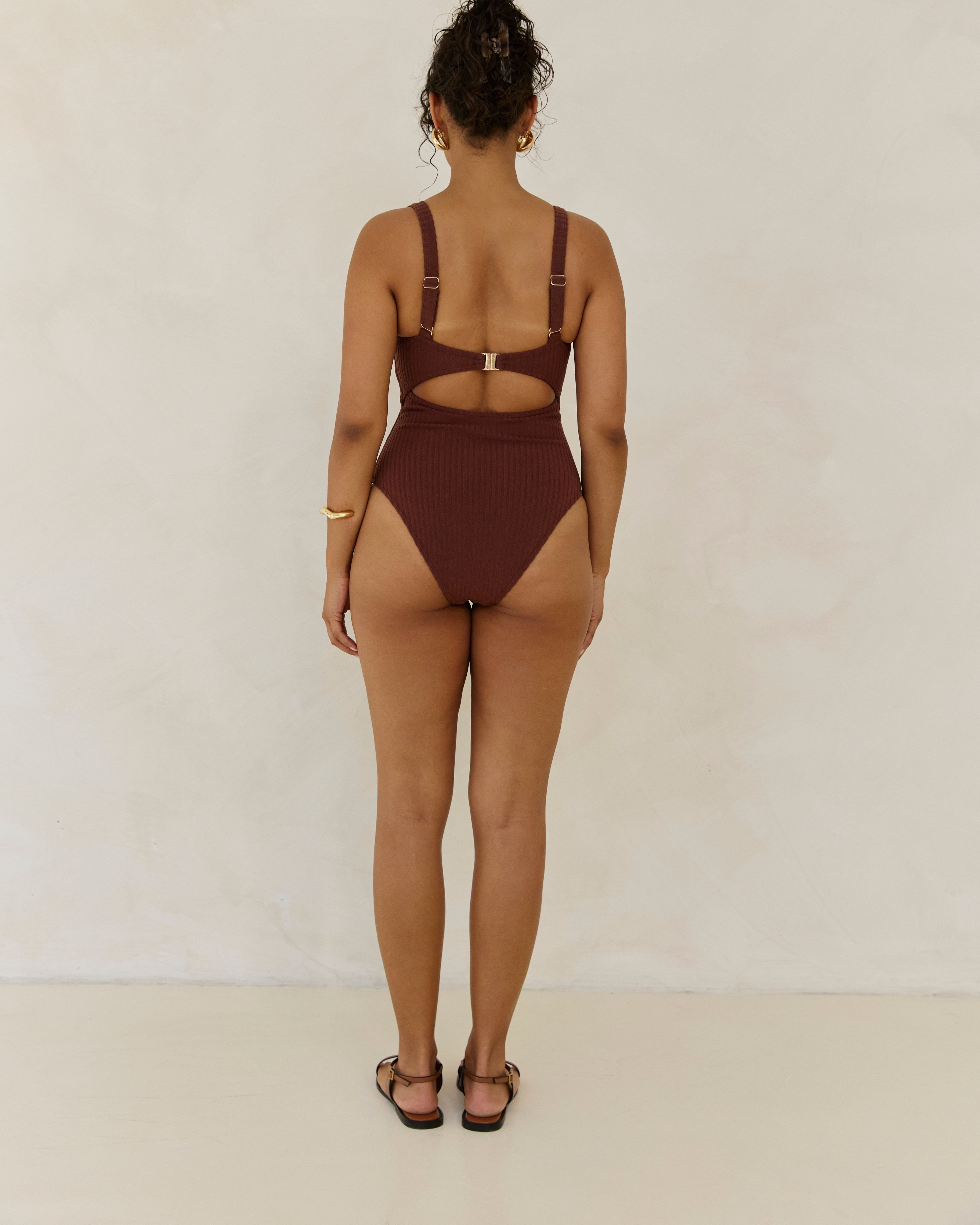 Ribbed Towelling One Piece | Cocoa