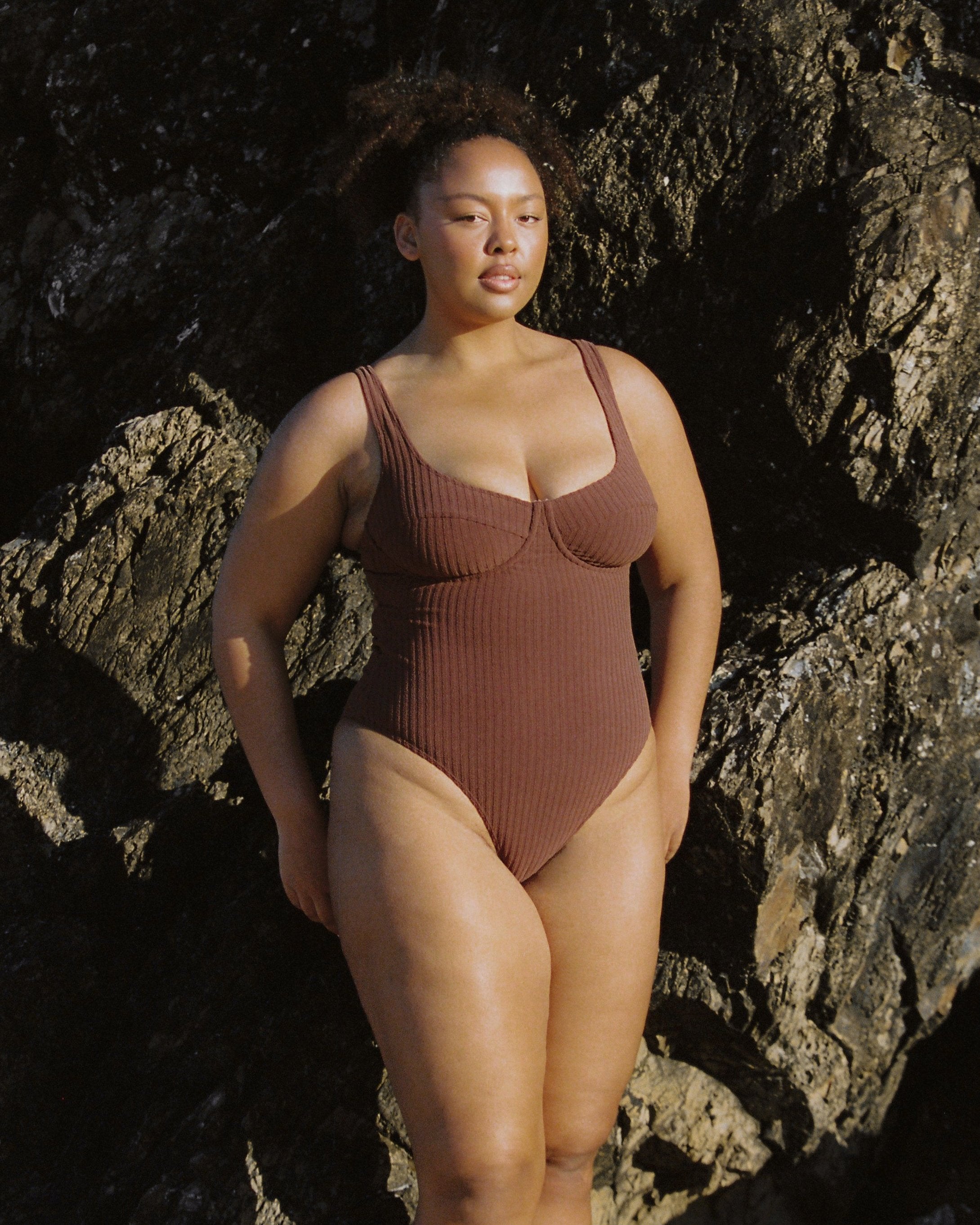 Ribbed Towelling One Piece | Cocoa
