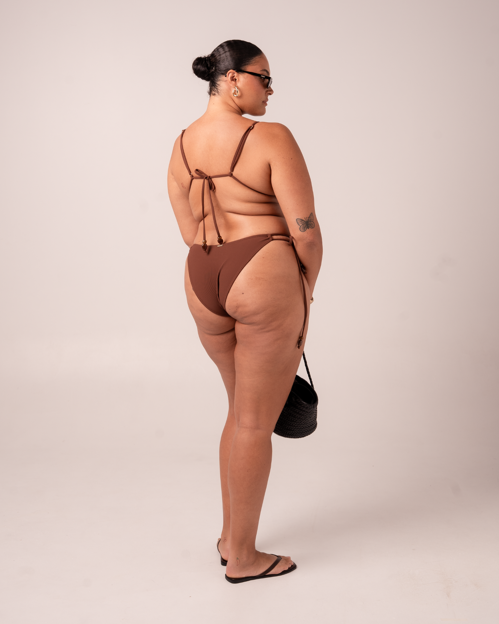 Ochre Lane String Bottom bikini bottom in chocolate brown rib featuring sculpting rib fabric and a size-inclusive fit 8-22