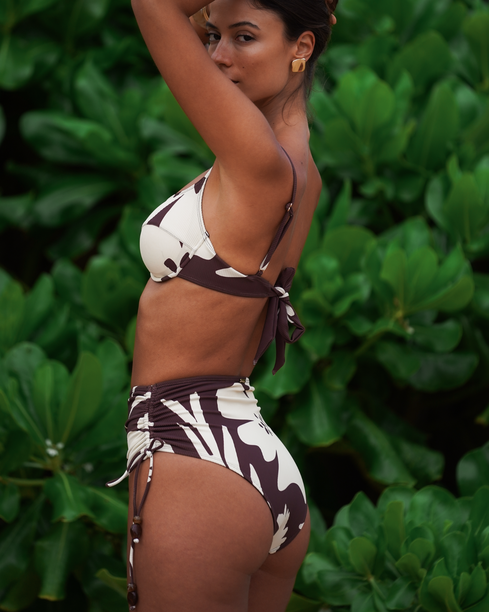 Ochre Lane Tie Back Balconette bikini top in Ibisco floral print, supportive underwire balconette cups DD+
