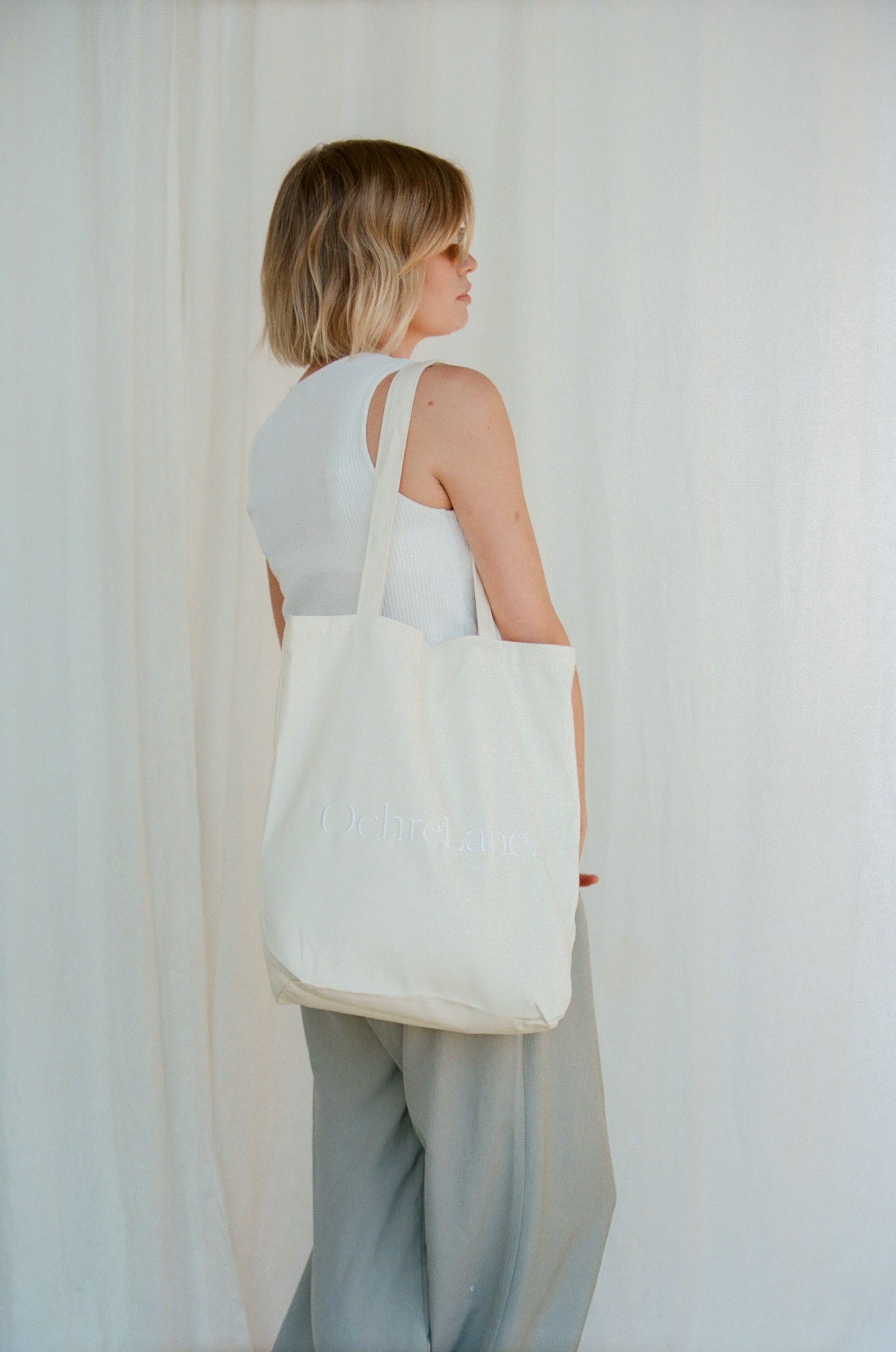 Cotton Tote Bag | White Logo
