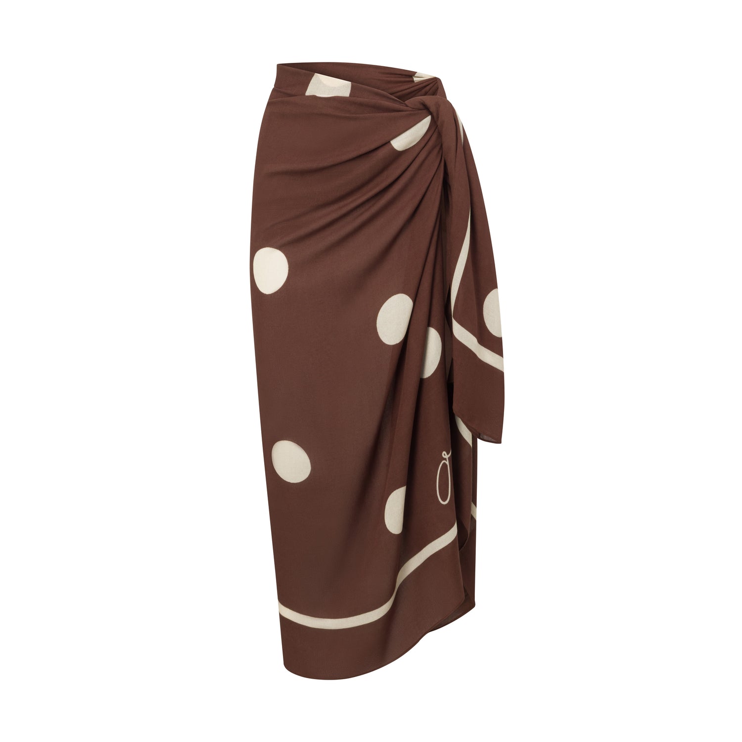 Polka dot sarong by Ochre Lane in chocolate rib, ideal for summer holidays and coastal escapes.