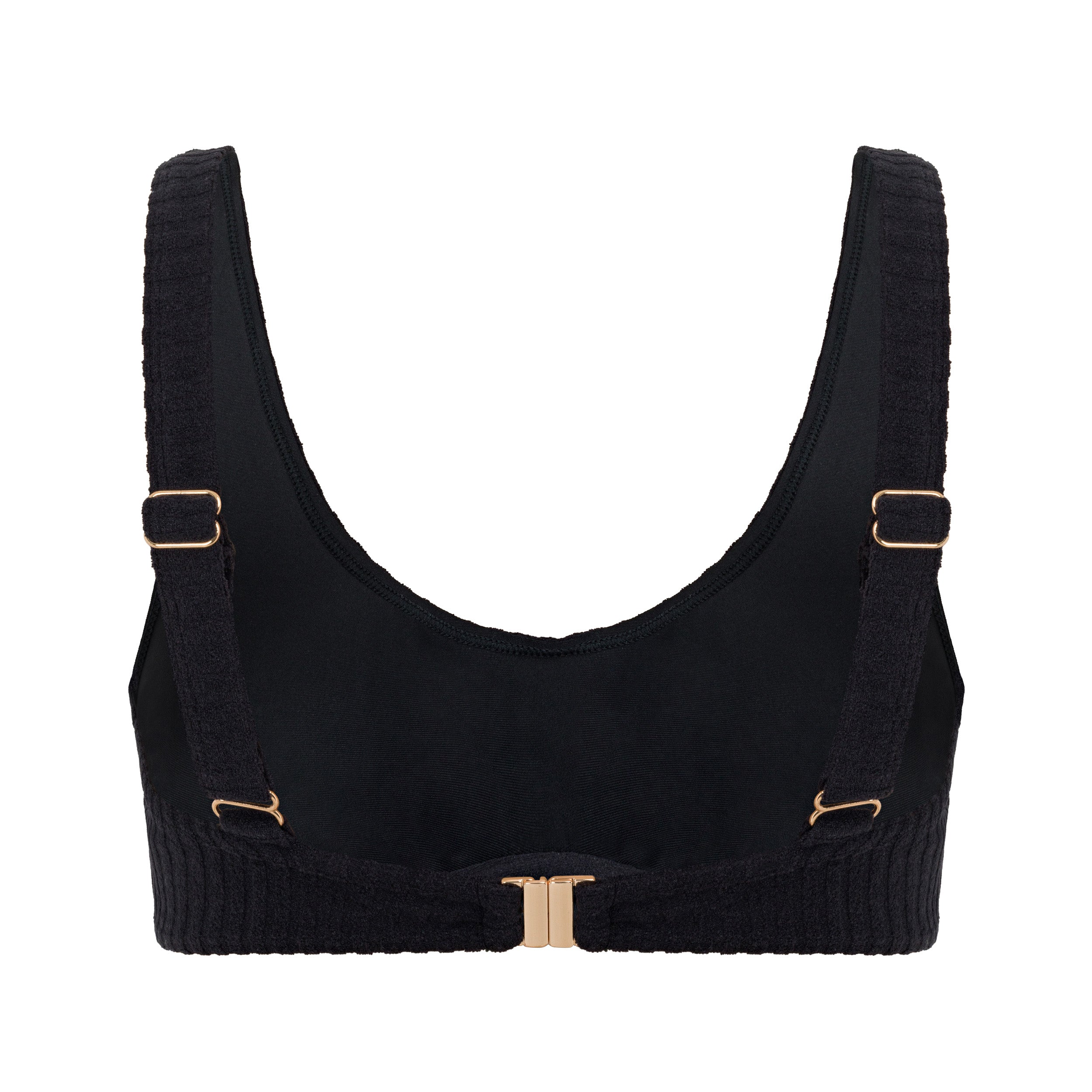 Ribbed Towelling Support Bra | Black