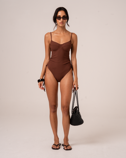 Thin Strap Underwire One Piece | Choc