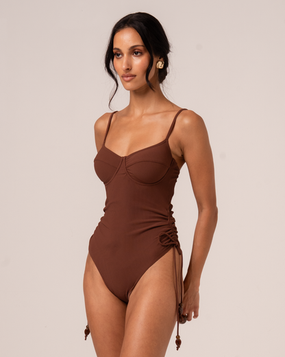 Thin Strap Underwire One Piece | Choc