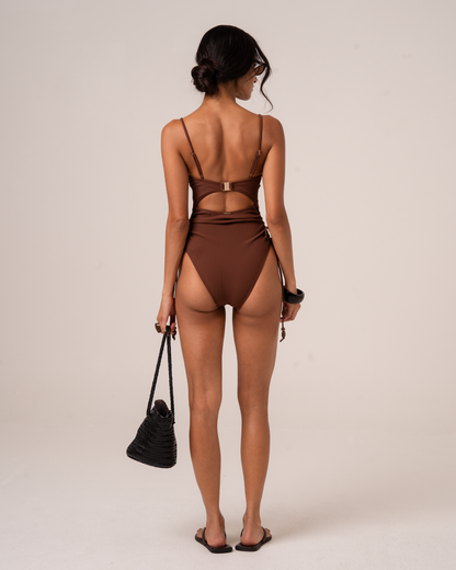 Thin Strap Underwire One Piece | Choc