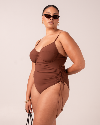 Thin Strap Underwire One Piece | Choc