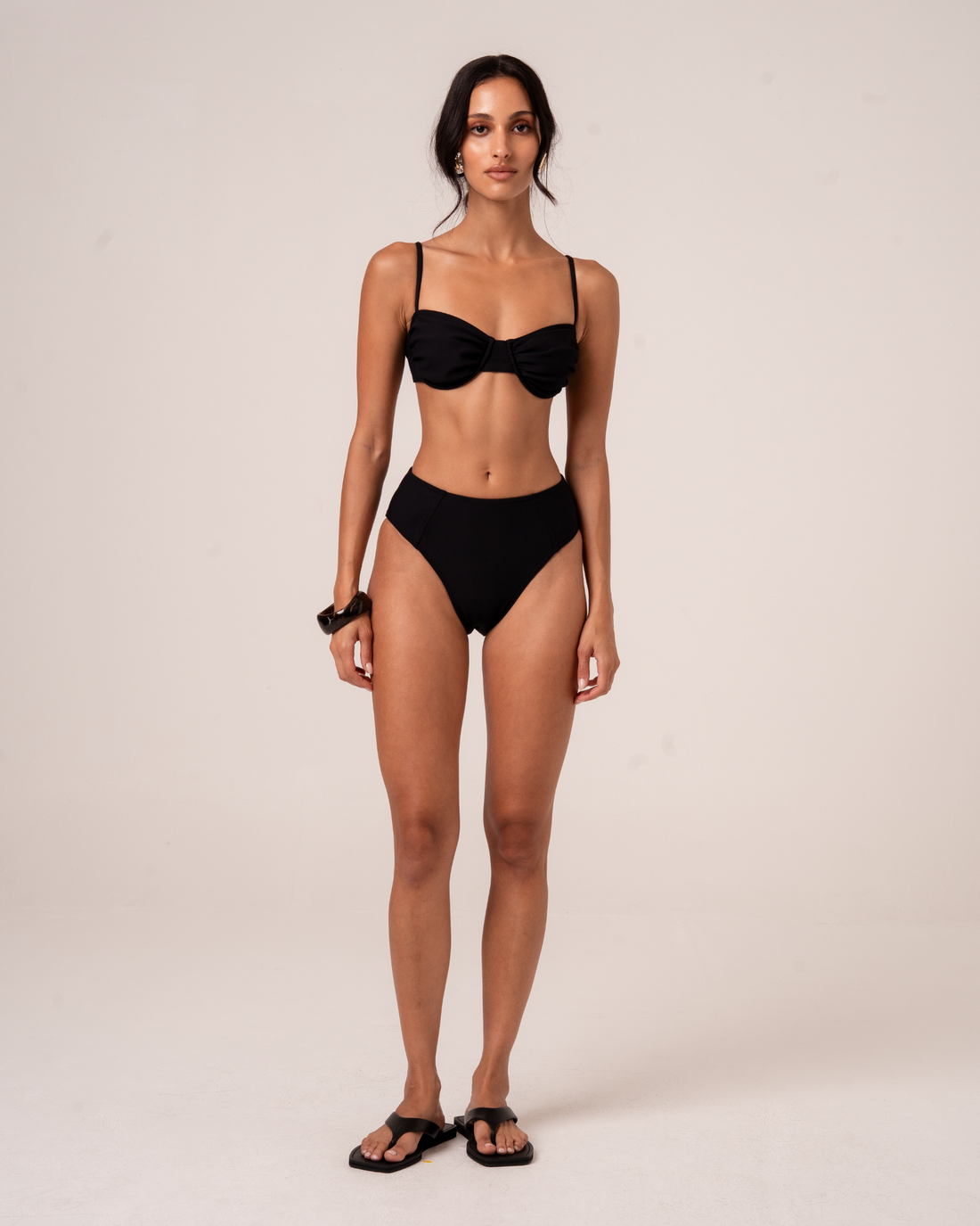 Ruched Soft Cup Bralette | Black Rib