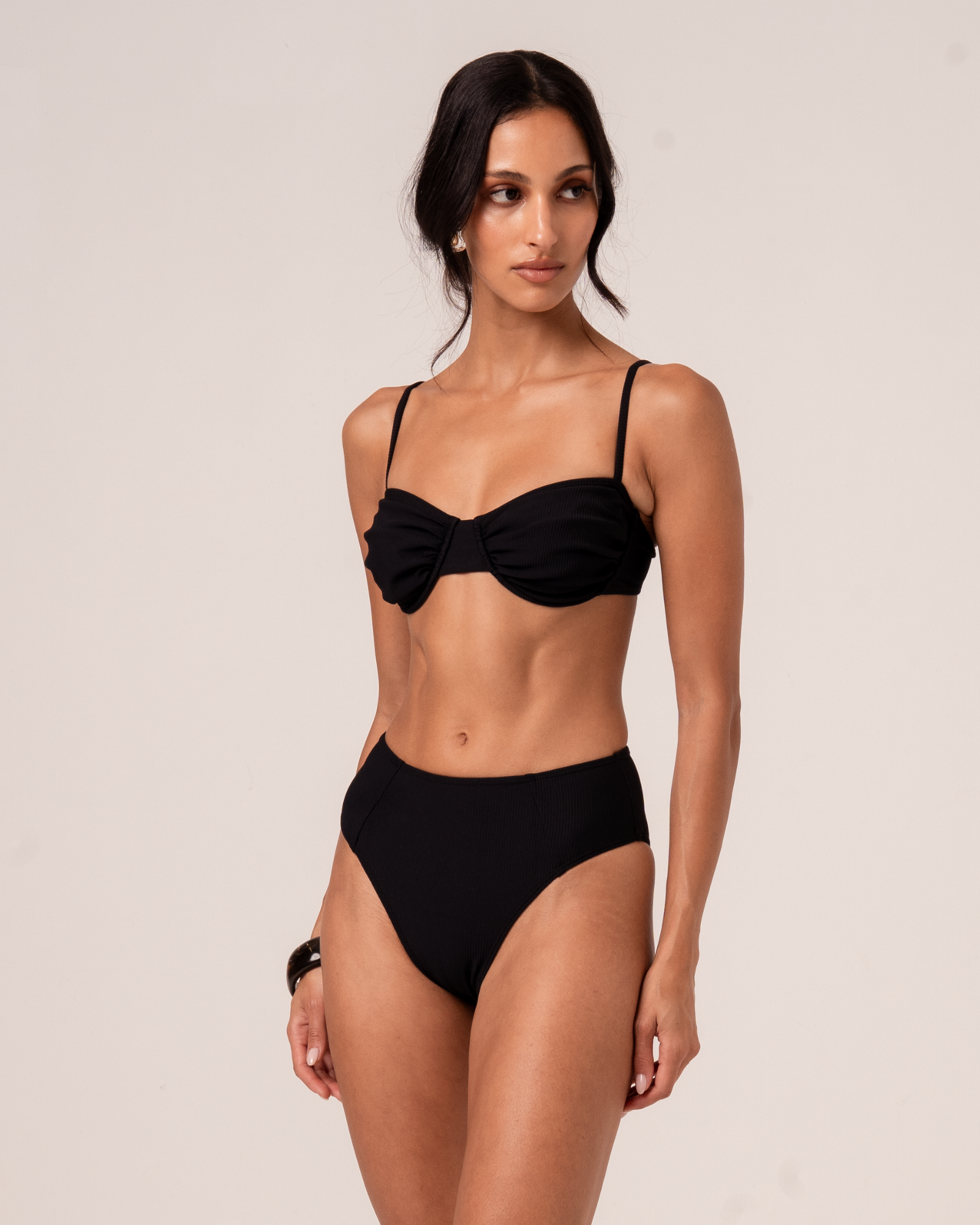 Ruched Soft Cup Bralette | Black Rib