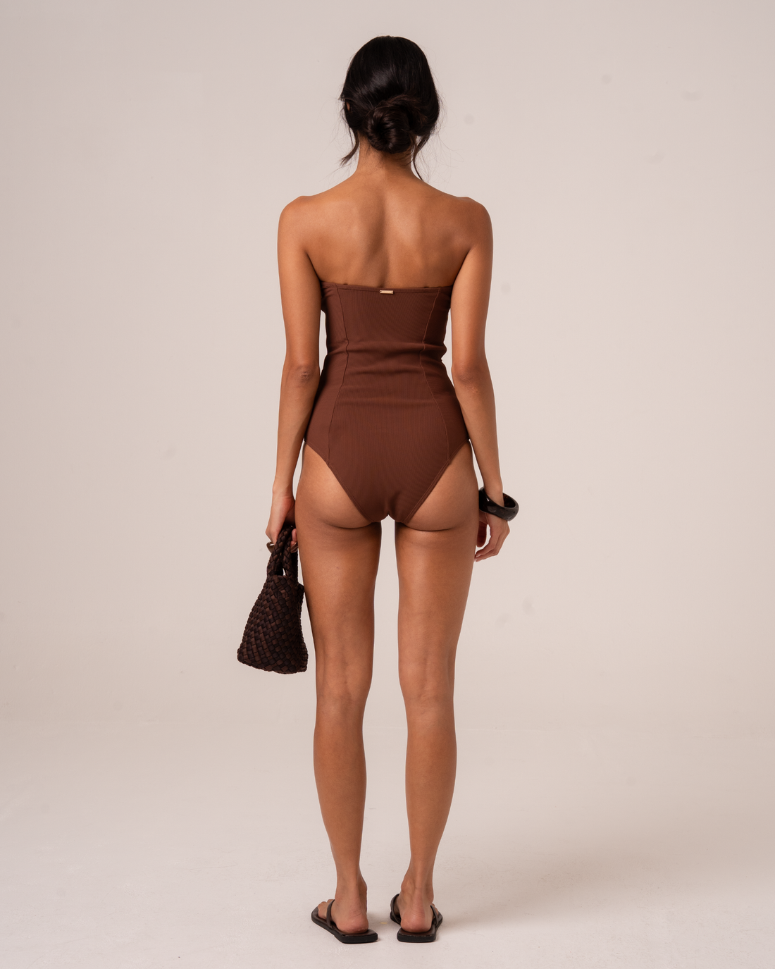 Sculpted Bandeau One Piece | Choc Rib