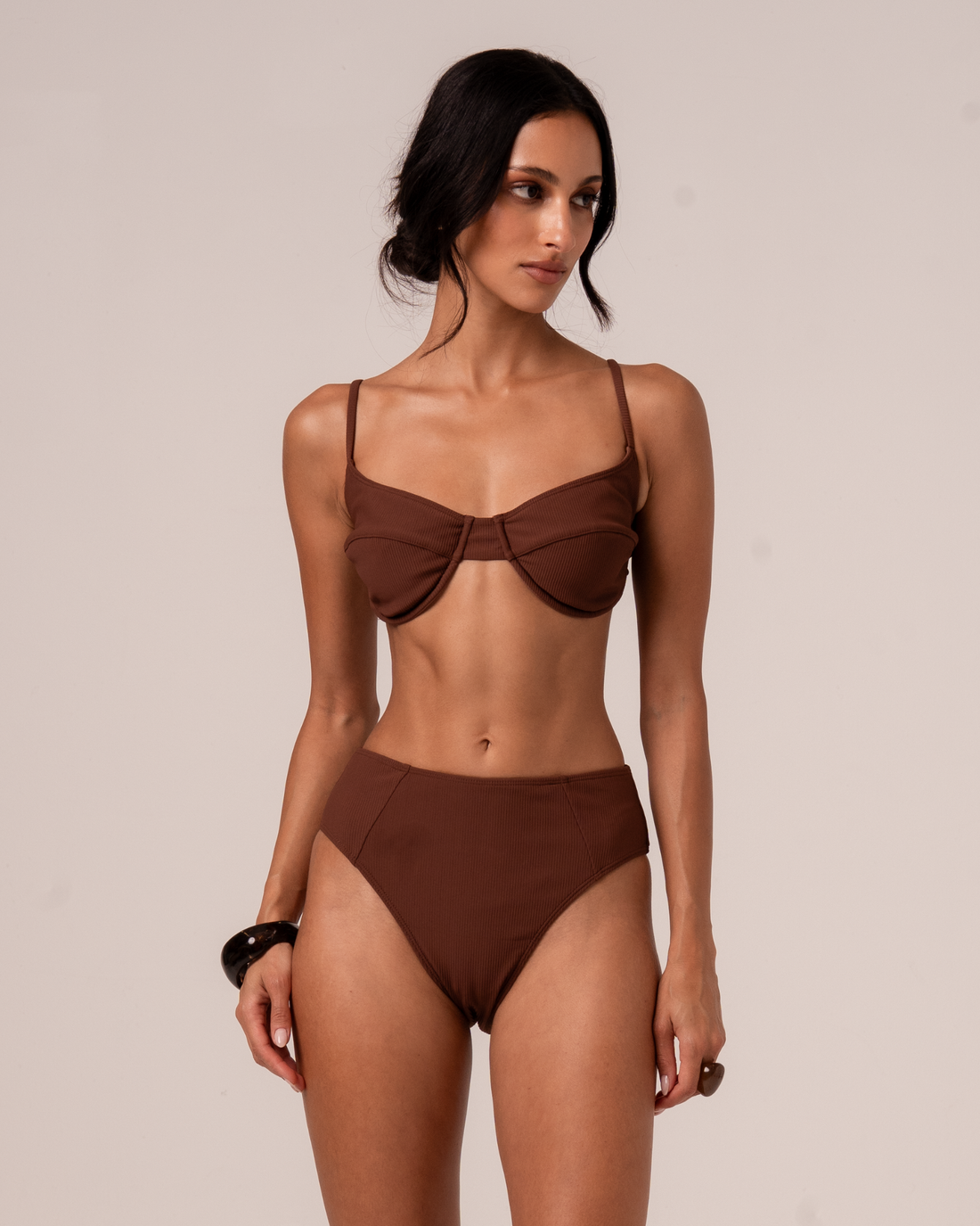 Tie Back Balconette Bra | Choc Rib