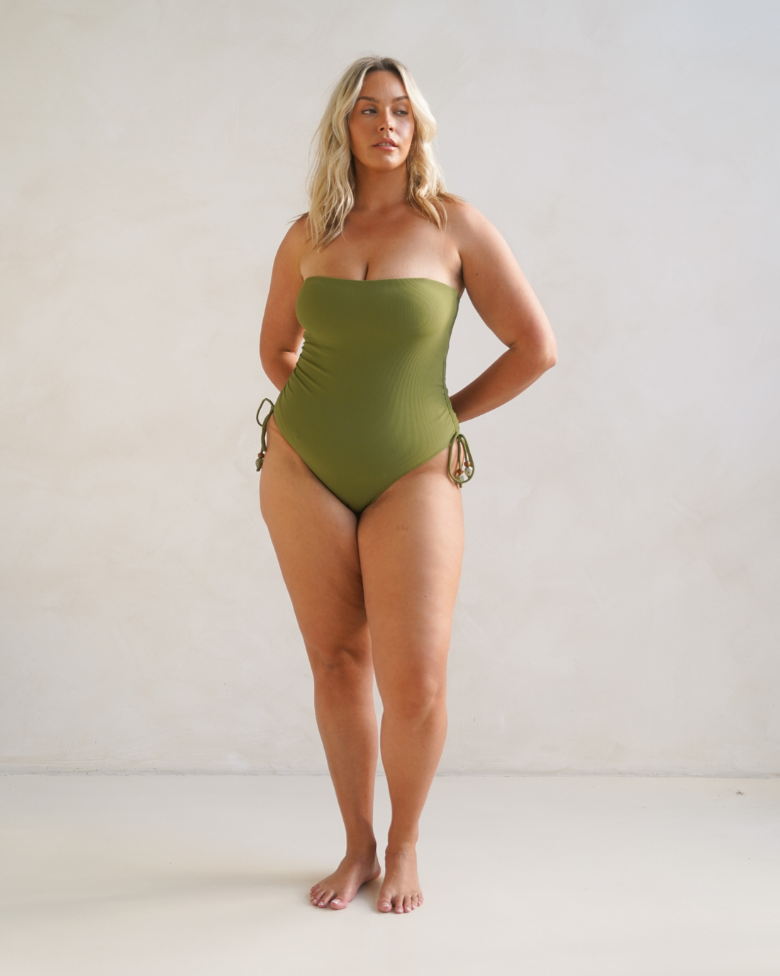 Ruched Side Tie One Piece | Moss