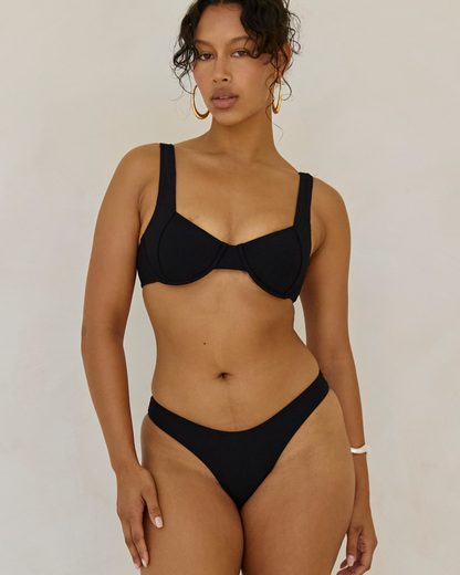 Balconette Bra | Black Rib