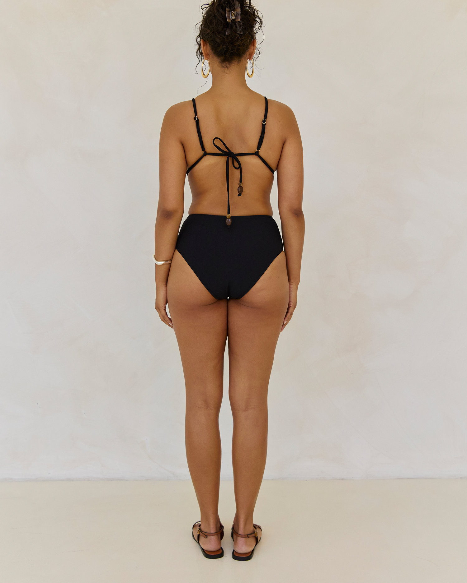 High Waist Brief | Black Rib