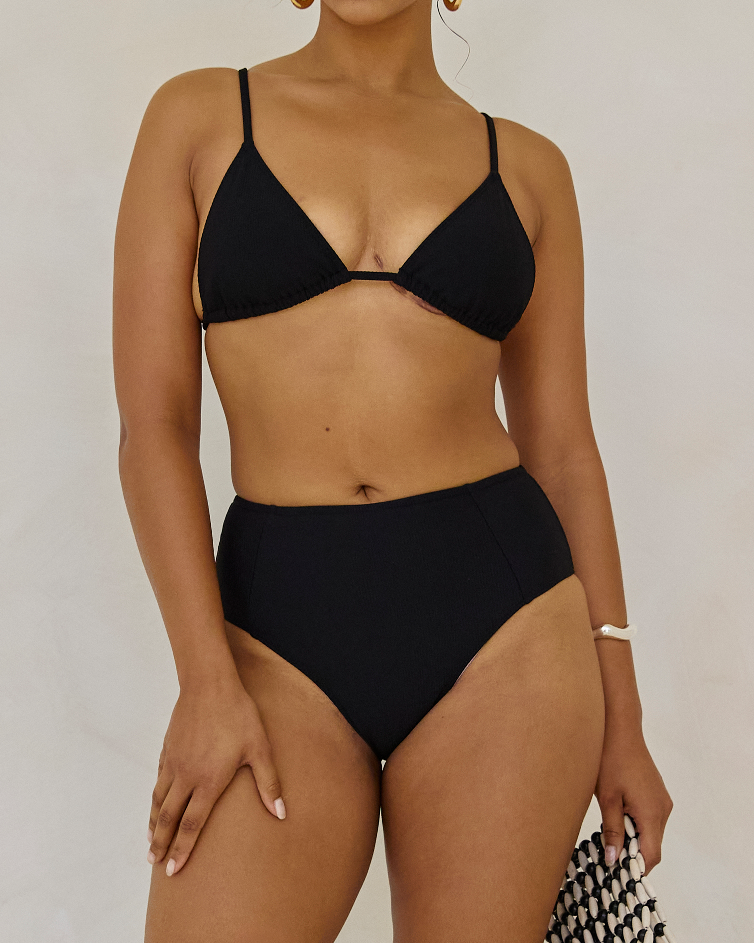 High Waist Brief | Black Rib