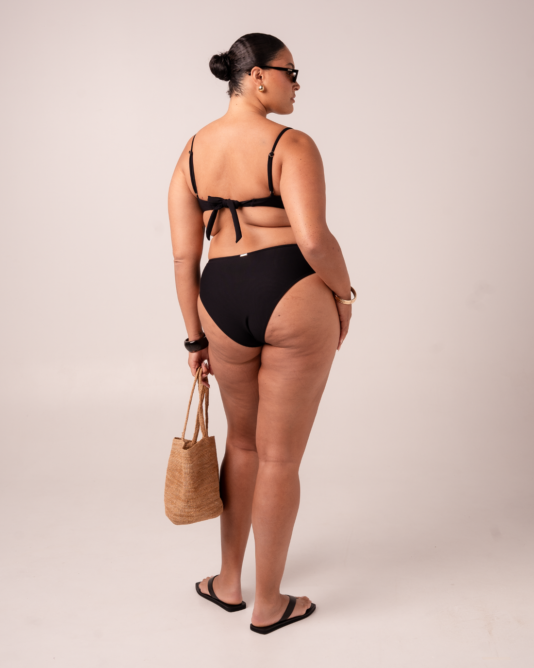 Tie Back Balconette Bra | Black Rib