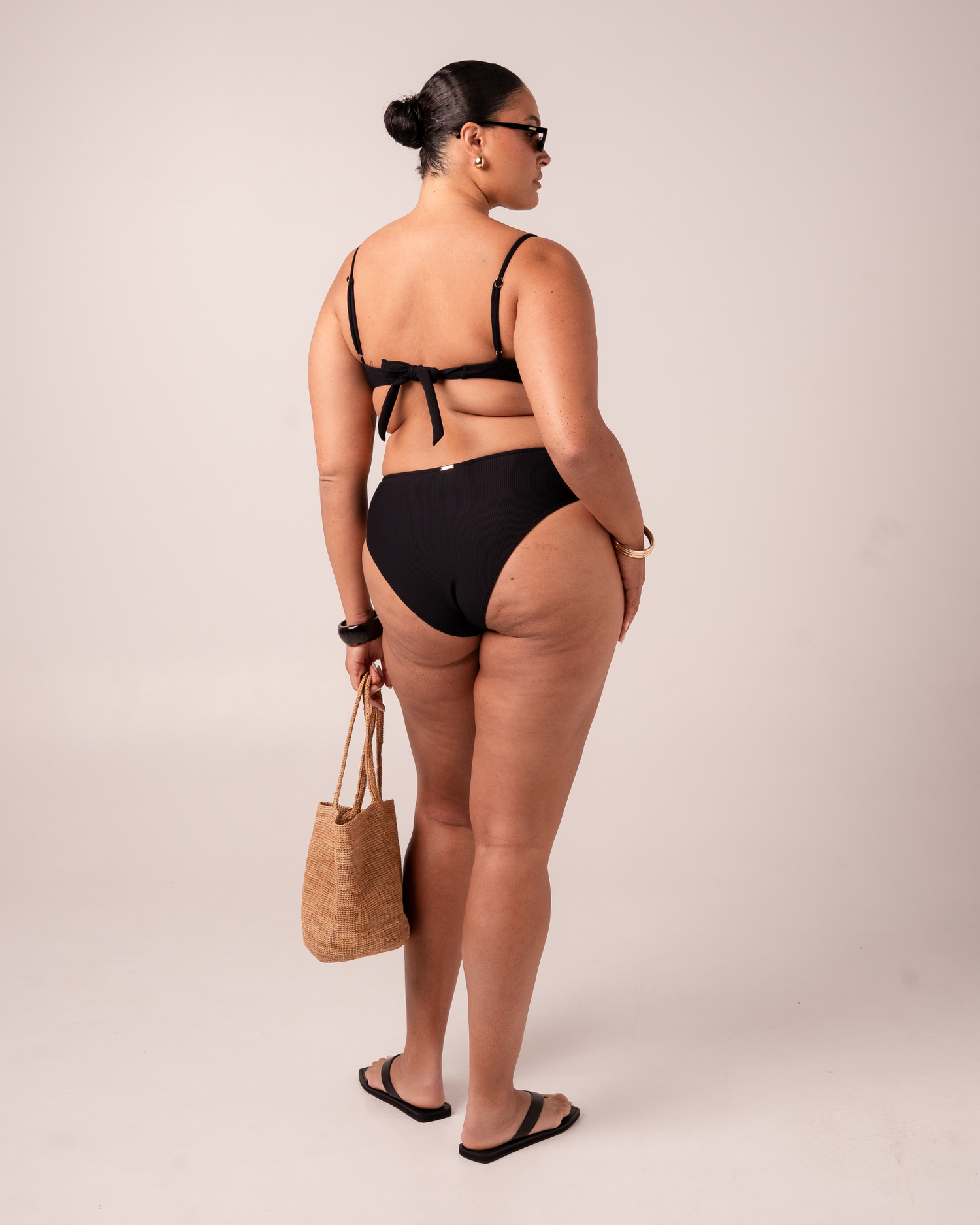 Tie Back Balconette Bra | Black Rib