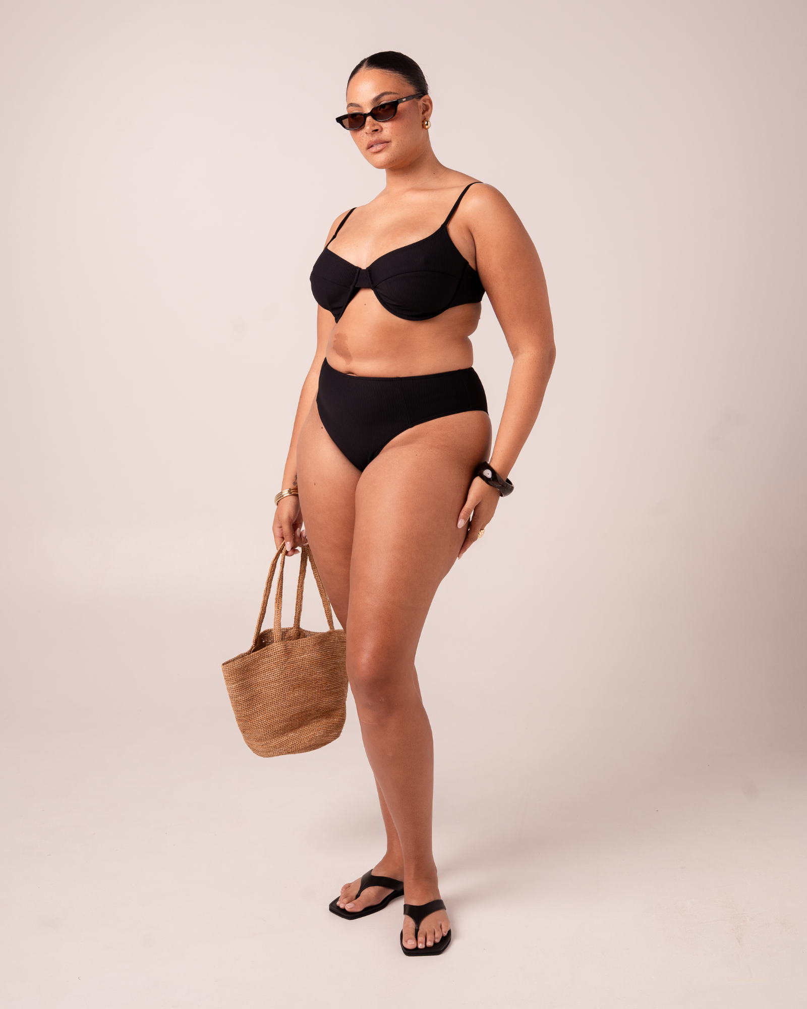 Tie Back Balconette Bra | Black Rib