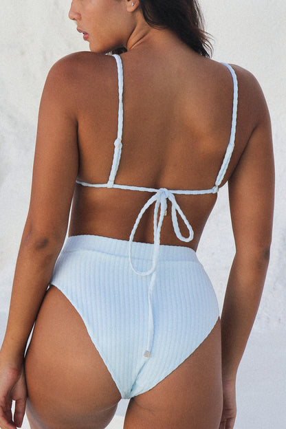 Ribbed Towelling High Waist Bottom | Cloud
