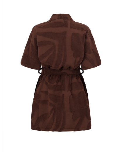 Chocolate Textured Towelling Robe – Lightweight Summer Resort Wear