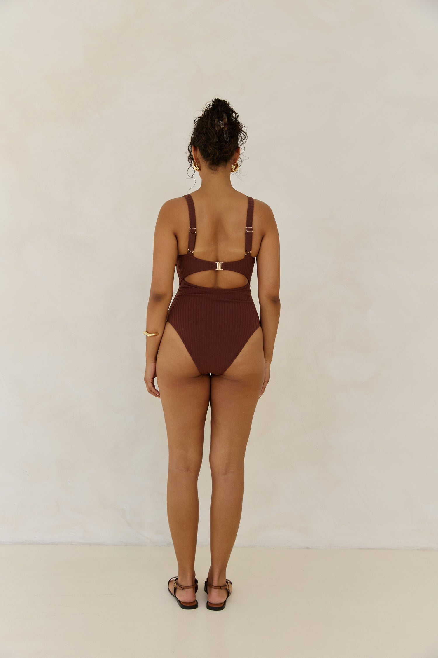 Ribbed Towelling One Piece | Cocoa