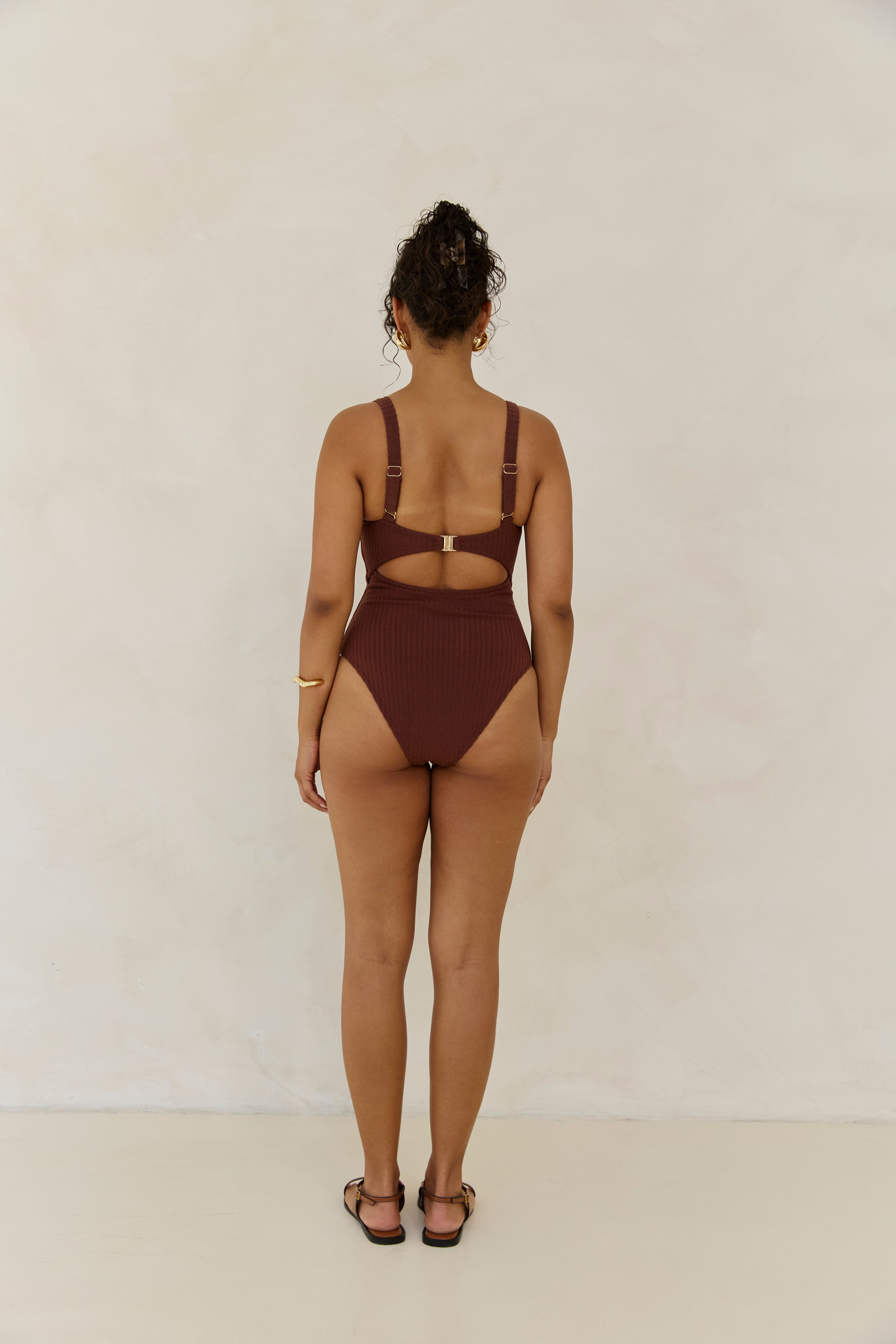 Ribbed Towelling One Piece | Cocoa