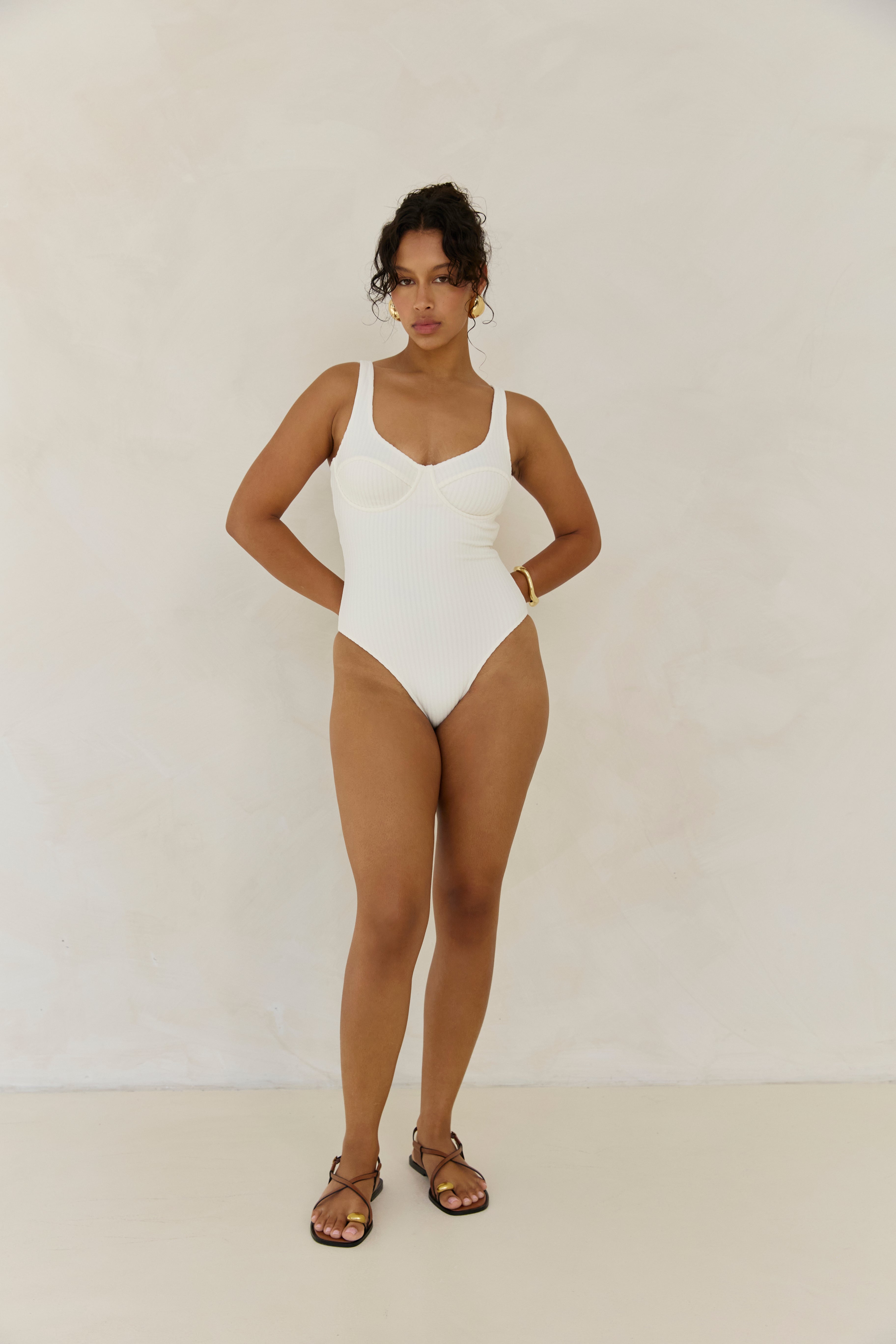 Ribbed Towelling One Piece | Crème