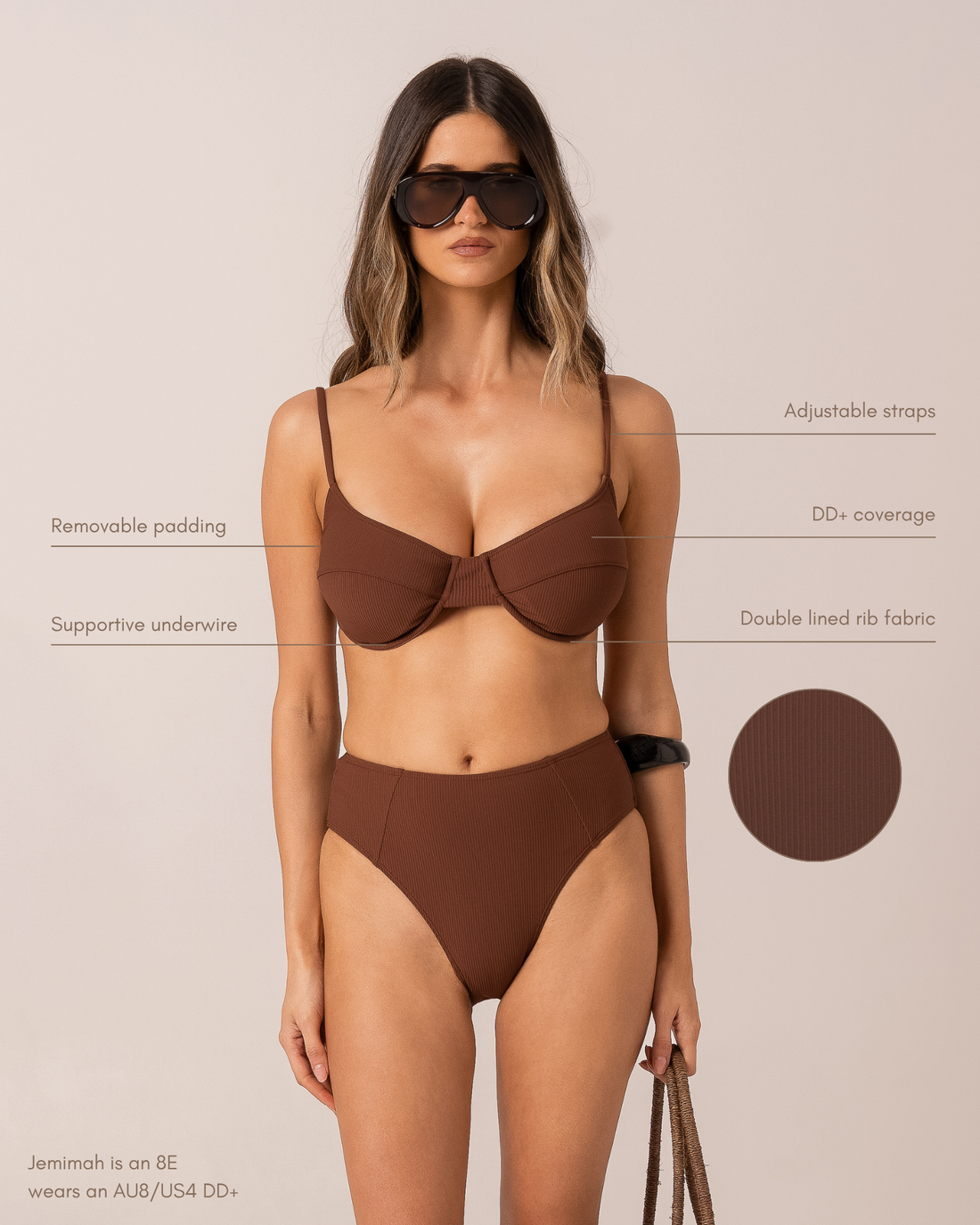 Tie Back Balconette Bra | Choc Rib