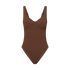 Ochre Lane Original Underwire One Piece in chocolate brown rib, front view with supportive underwire bust and wide straps