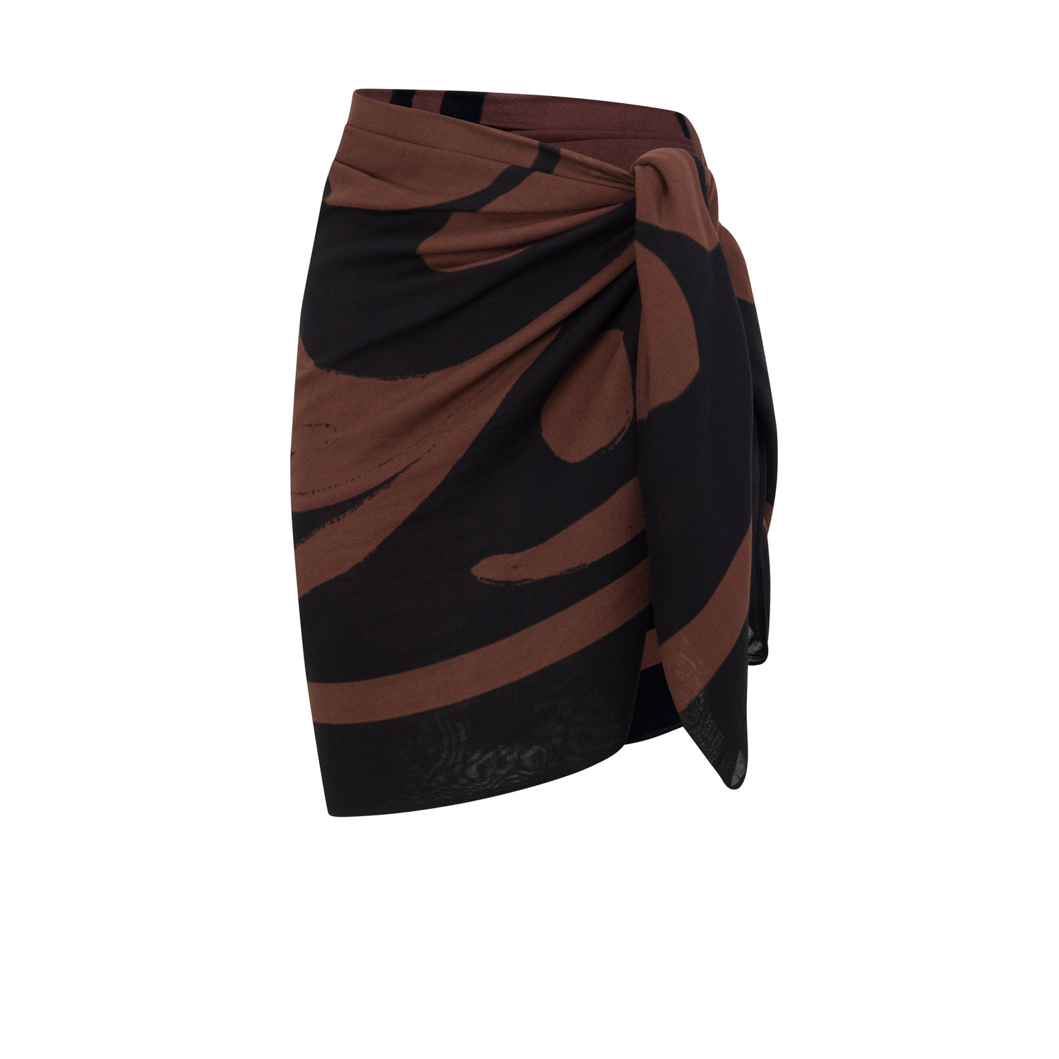 Luxury sheer sarong in Fiore floral print with chocolate and black tones