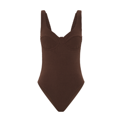 Ribbed Towelling One Piece | Cocoa