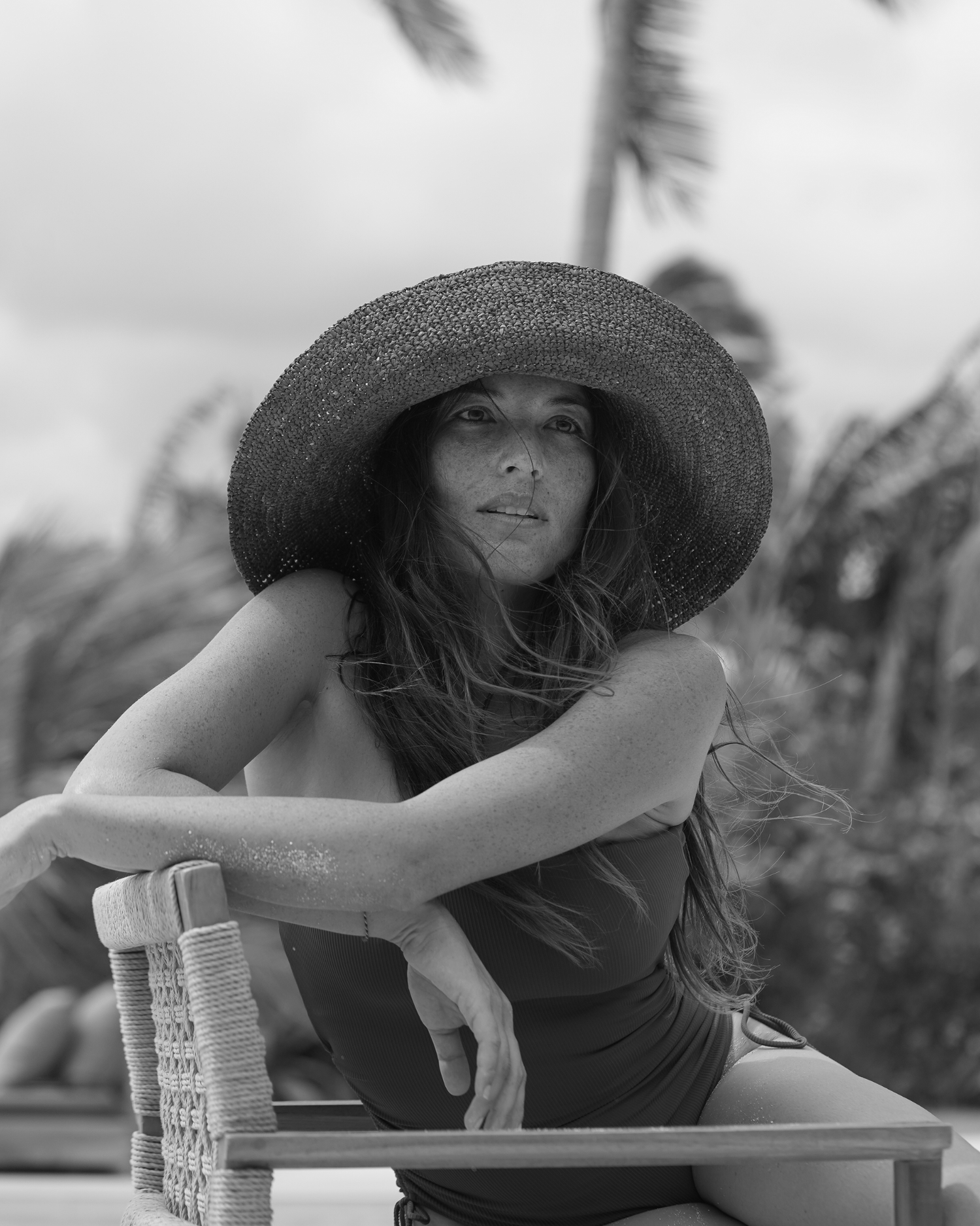 Ochre Lane Raffia Straw Bucket Hat in cocoa dark brown, handwoven raffia with wide brim sun protection