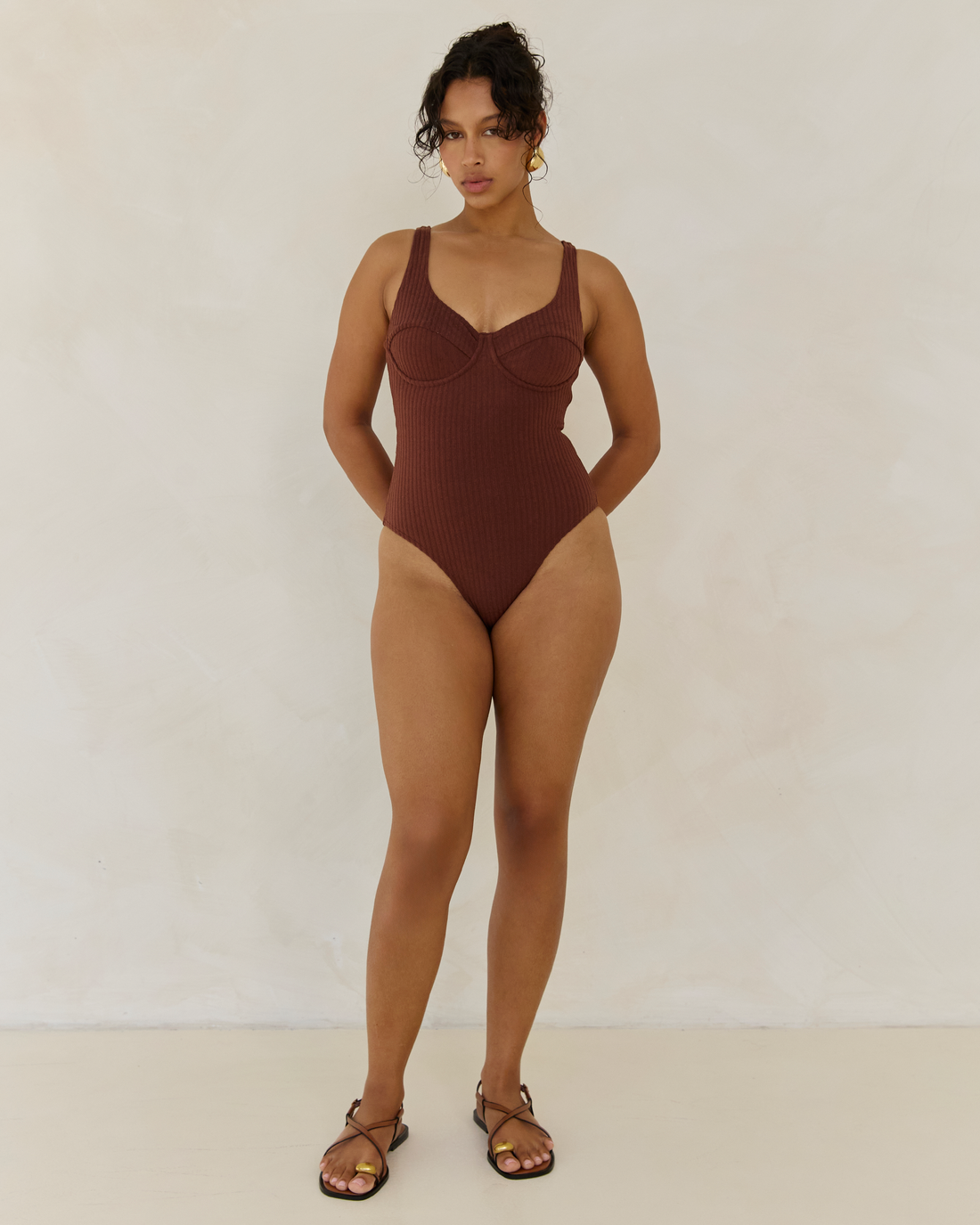 Ribbed Towelling One Piece | Cocoa