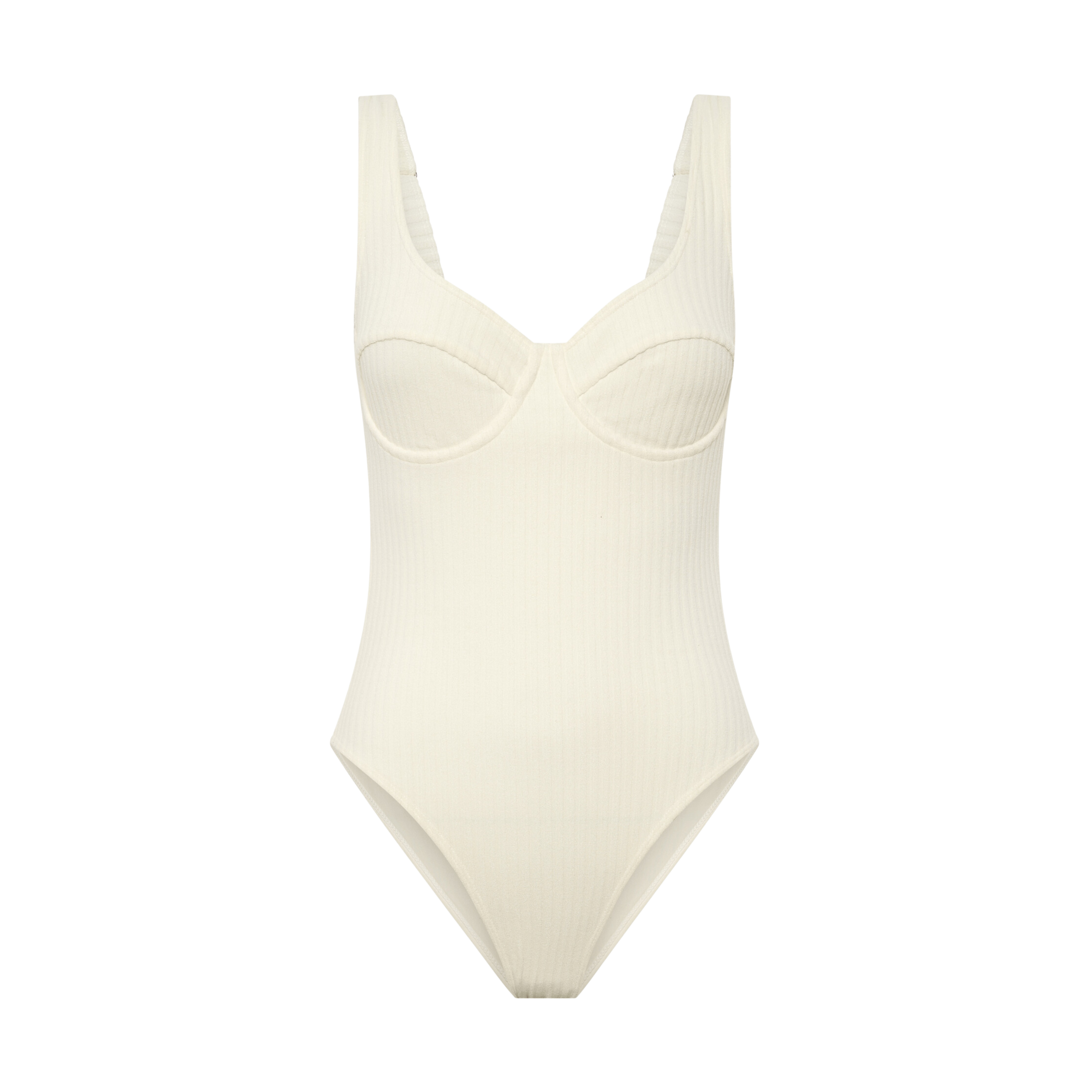 creme rib towelling one piece swimsuit