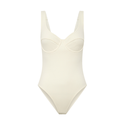 creme rib towelling one piece swimsuit