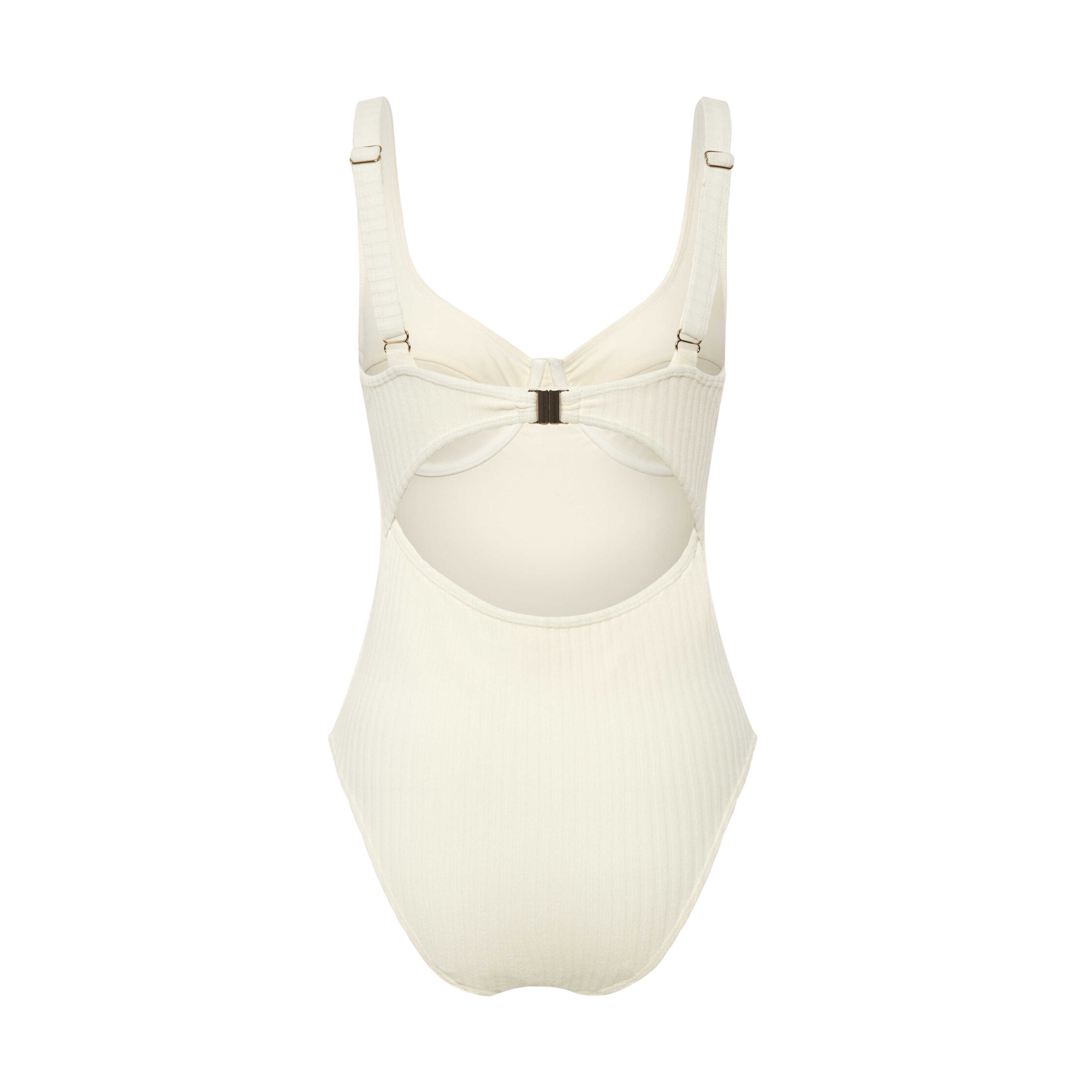 creme rib towelling one piece swimsuit