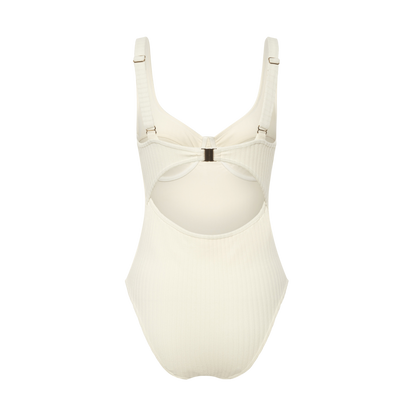 creme rib towelling one piece swimsuit