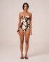 Sculpted Bandeau One Piece in Ibisco floral print with size-inclusive fit 8-22 in luxury Australian swimwear