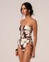 Strapless Side Tie One Piece in Ibisco floral print with flattering high-leg cut and removable straps