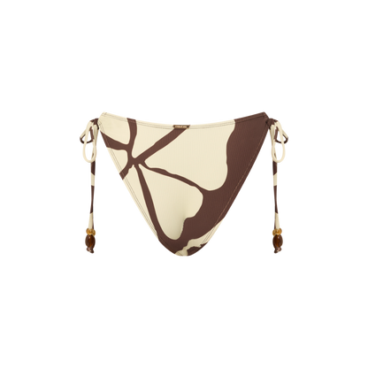 Ochre Lane String Bottom bikini bottom in Ibisco floral print with adjustable tie sides, high-cut leg.