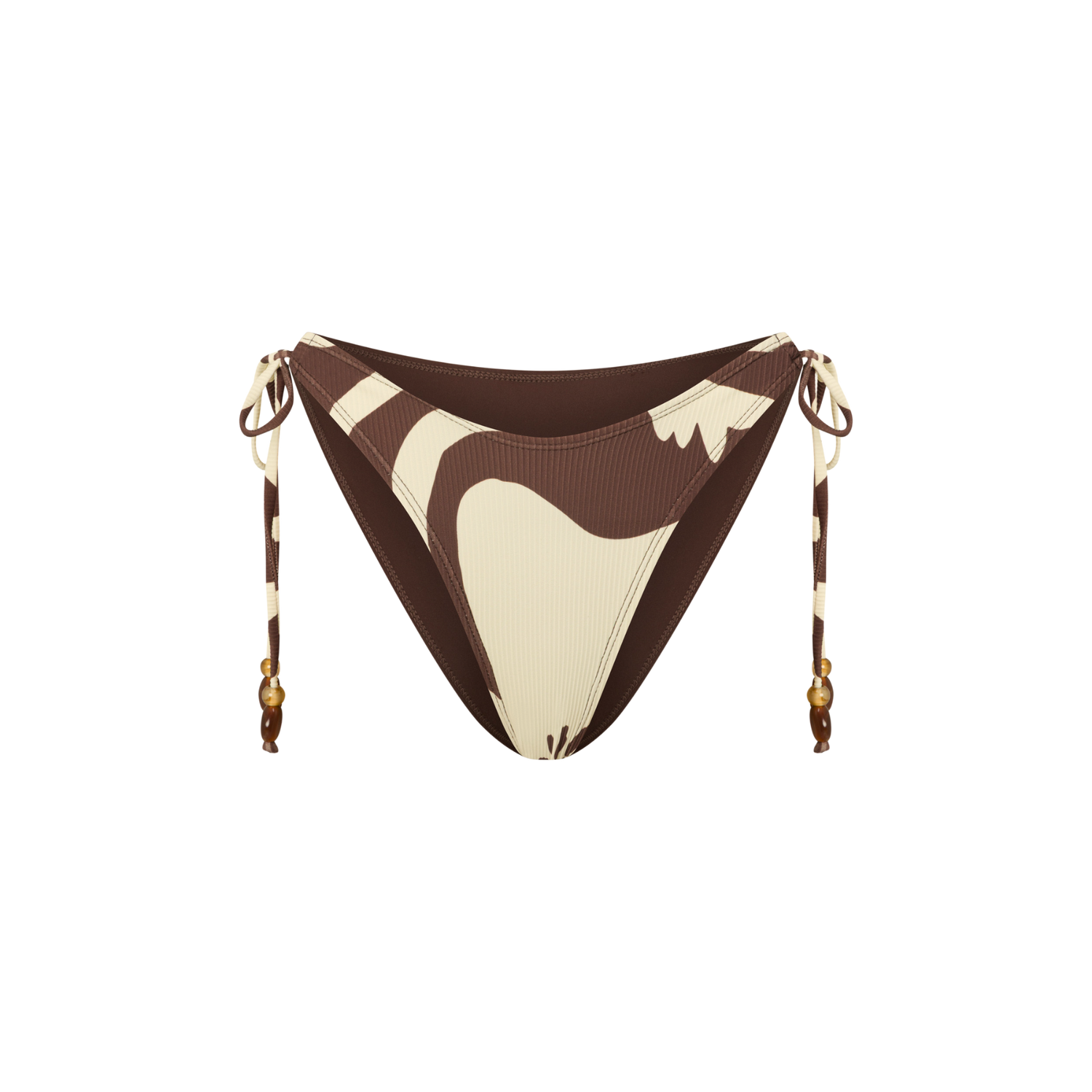Ochre Lane String Bottom bikini bottom in Ibisco floral print, sculpting rib fabric luxury swimwear.