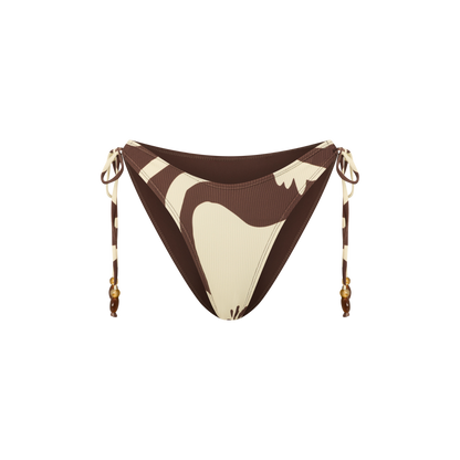 Ochre Lane String Bottom bikini bottom in Ibisco floral print, sculpting rib fabric luxury swimwear.