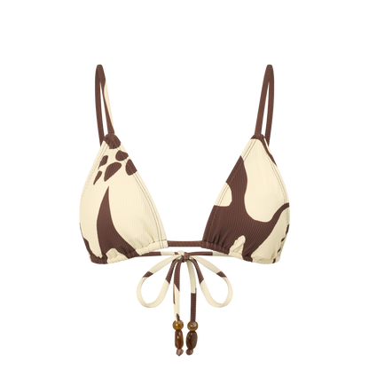 Ochre Lane String Triangle bikini top in Ibisco floral print, minimal coverage with adjustable ties