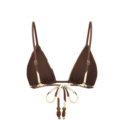 Ochre Lane String Triangle bikini top in Ibisco floral print, classic triangle style in luxury Australian swimwear