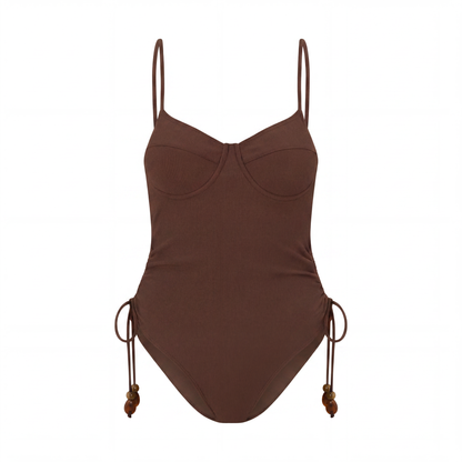 Thin Strap Underwire One Piece | Choc