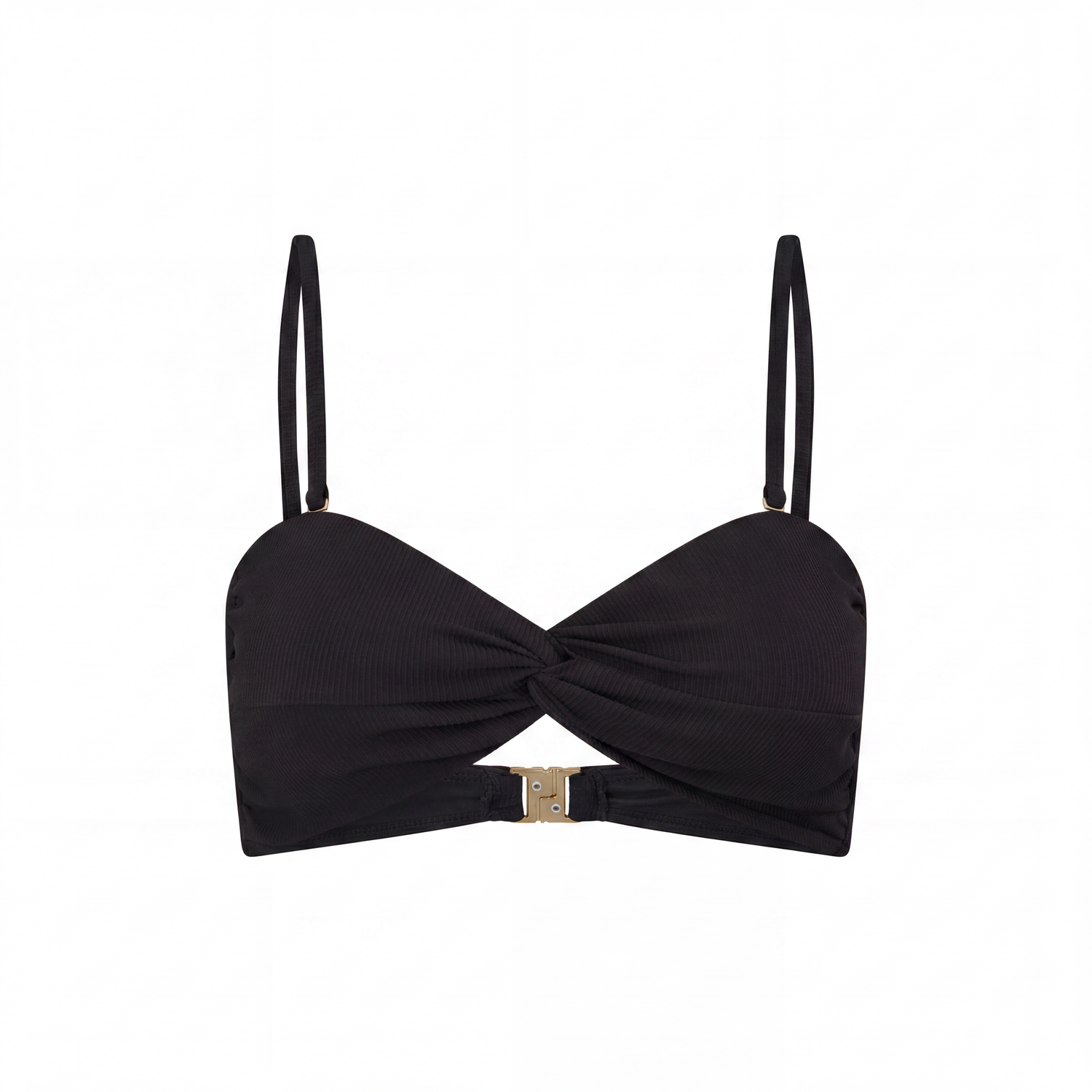 Bandeau Twist Bra | Black Rib